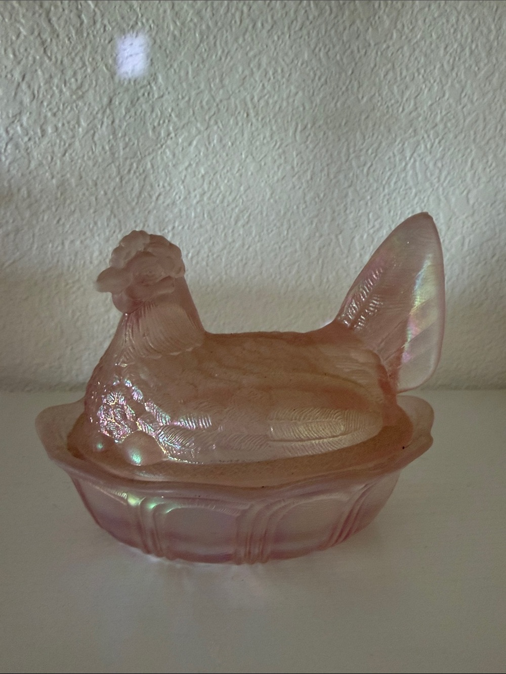 Fenton Pink Iridescent Hen on Nest Decorative Dish - Home Accents